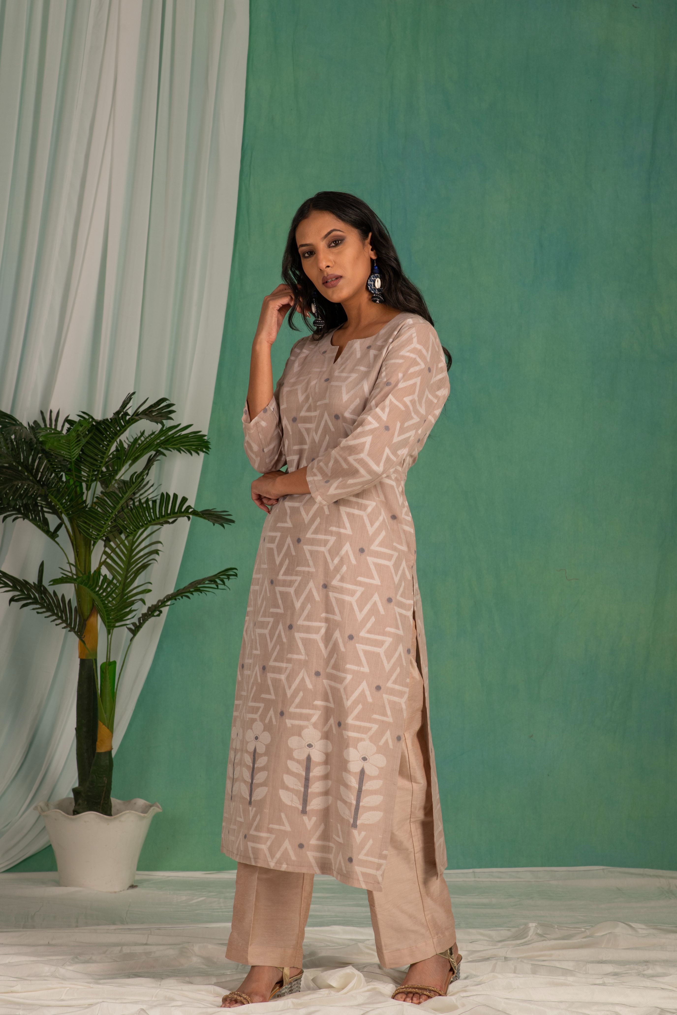 Fine Cotton Jamdani Motif Dupatta Suit SH 06