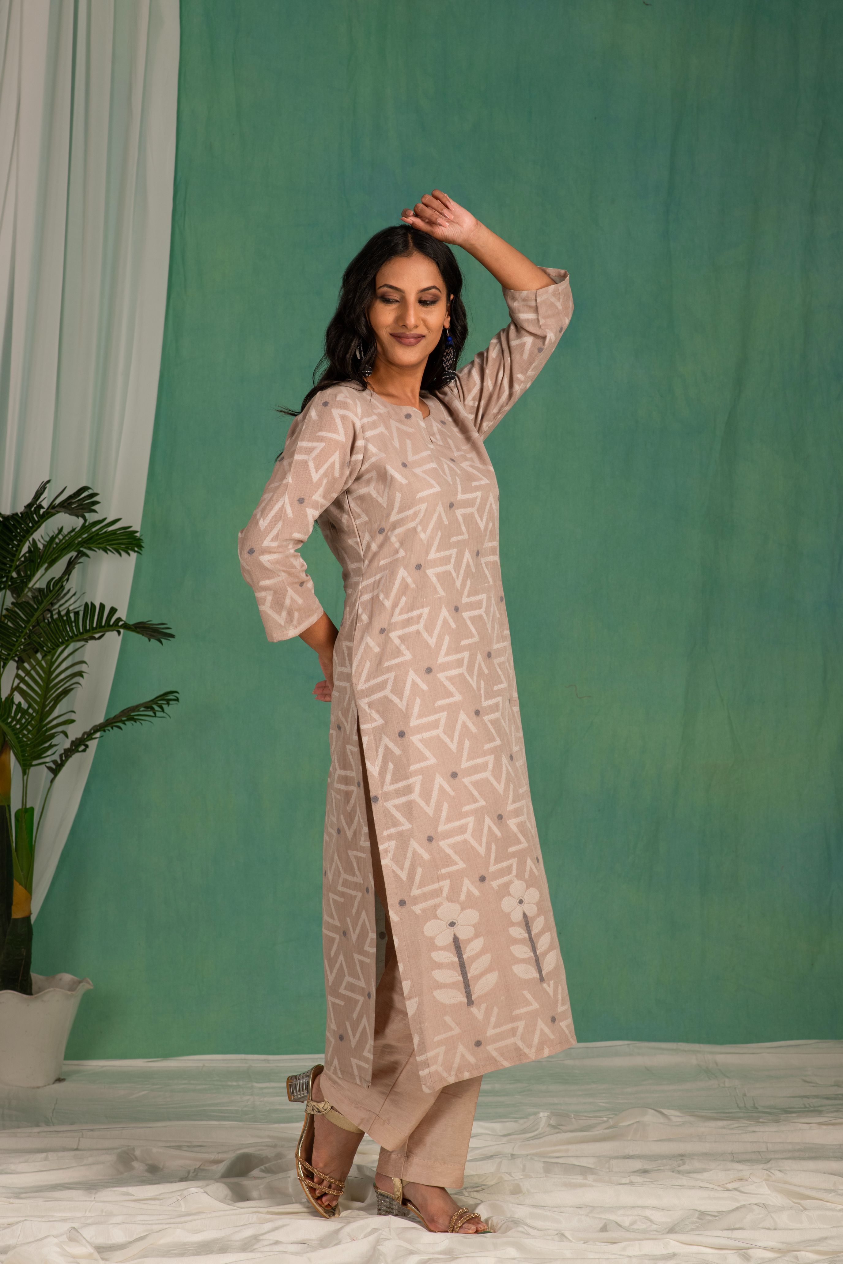 Fine Cotton Jamdani Motif Dupatta Suit SH 06