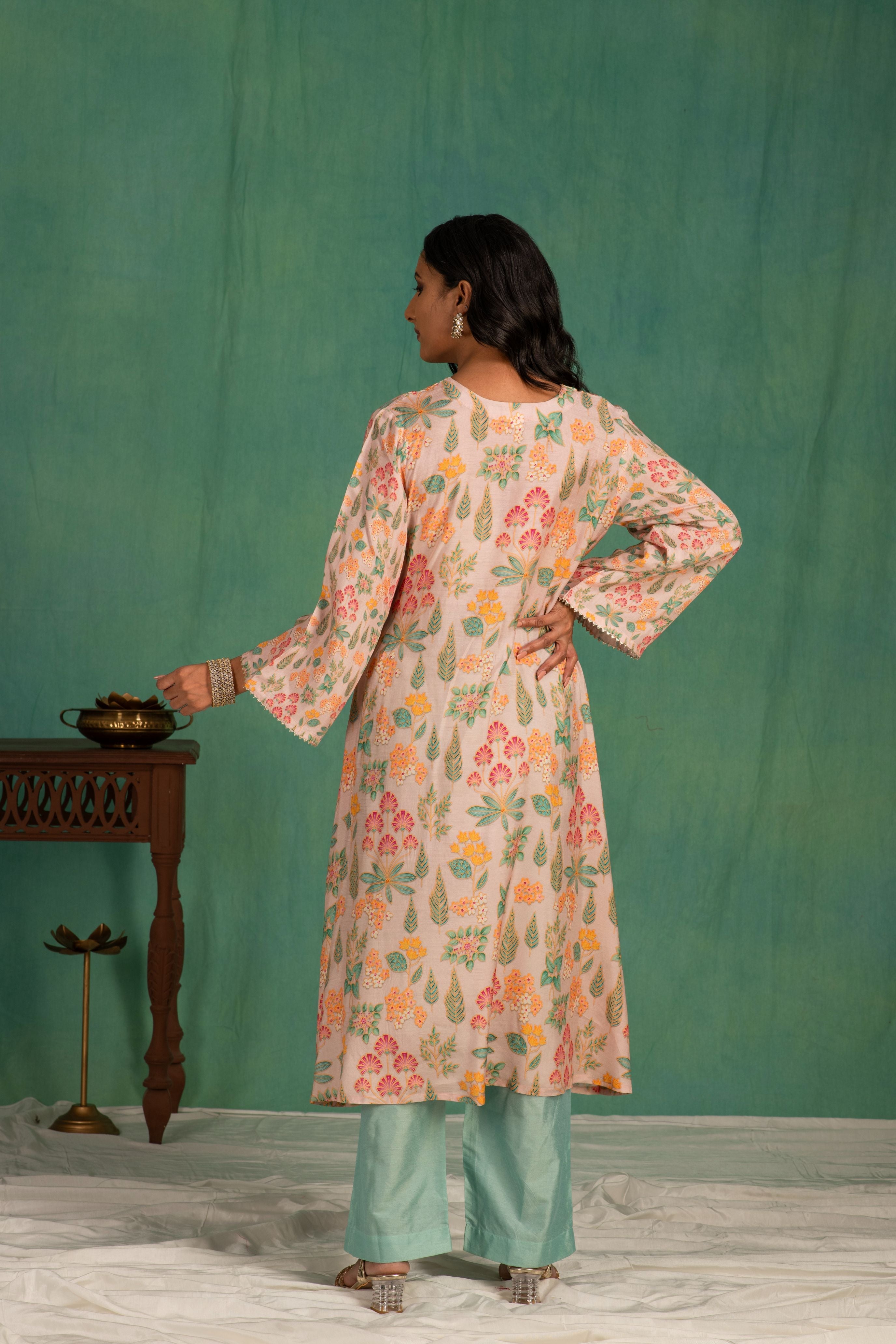 Printed muslin kurta pant set