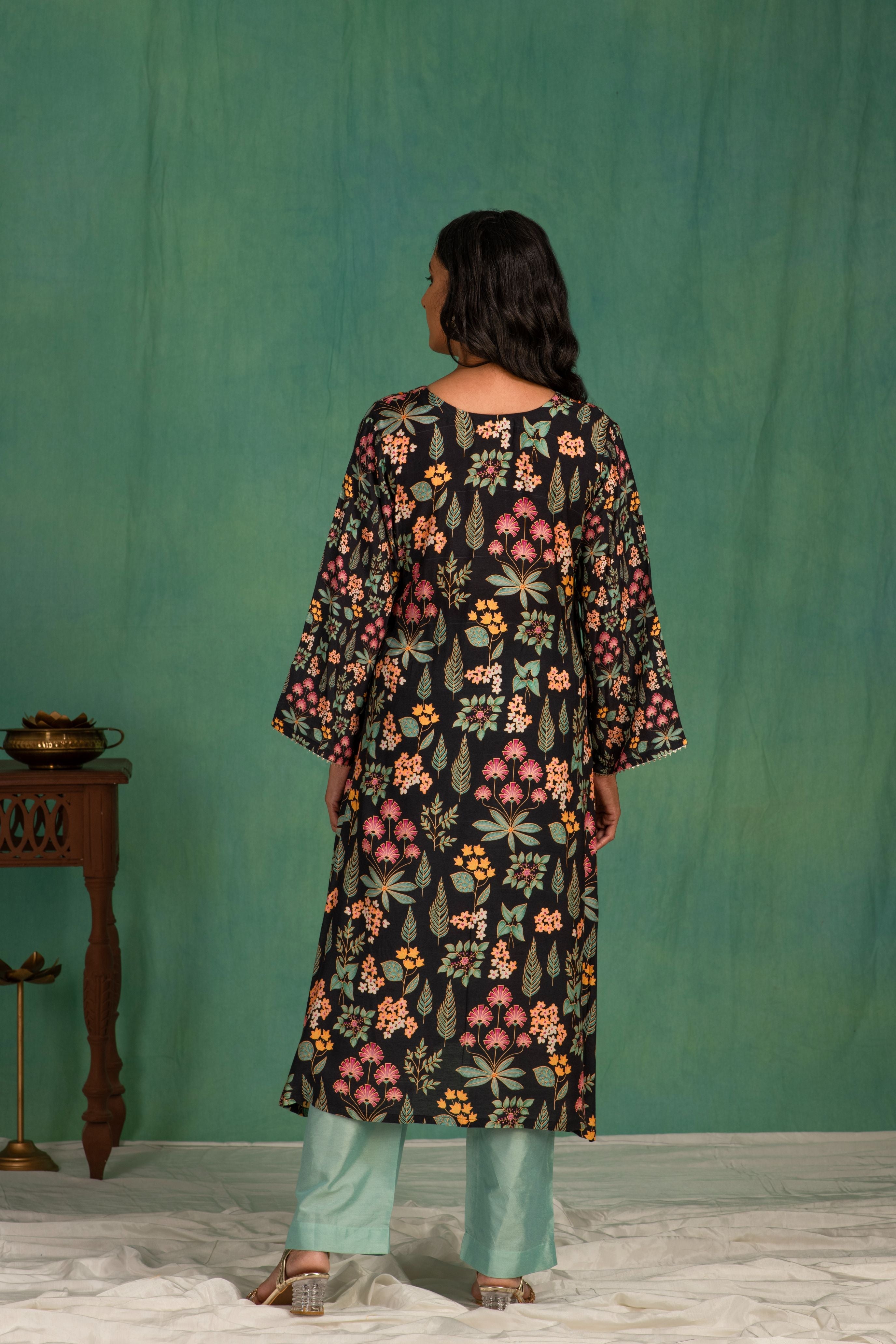 Printed muslin kurta pant set