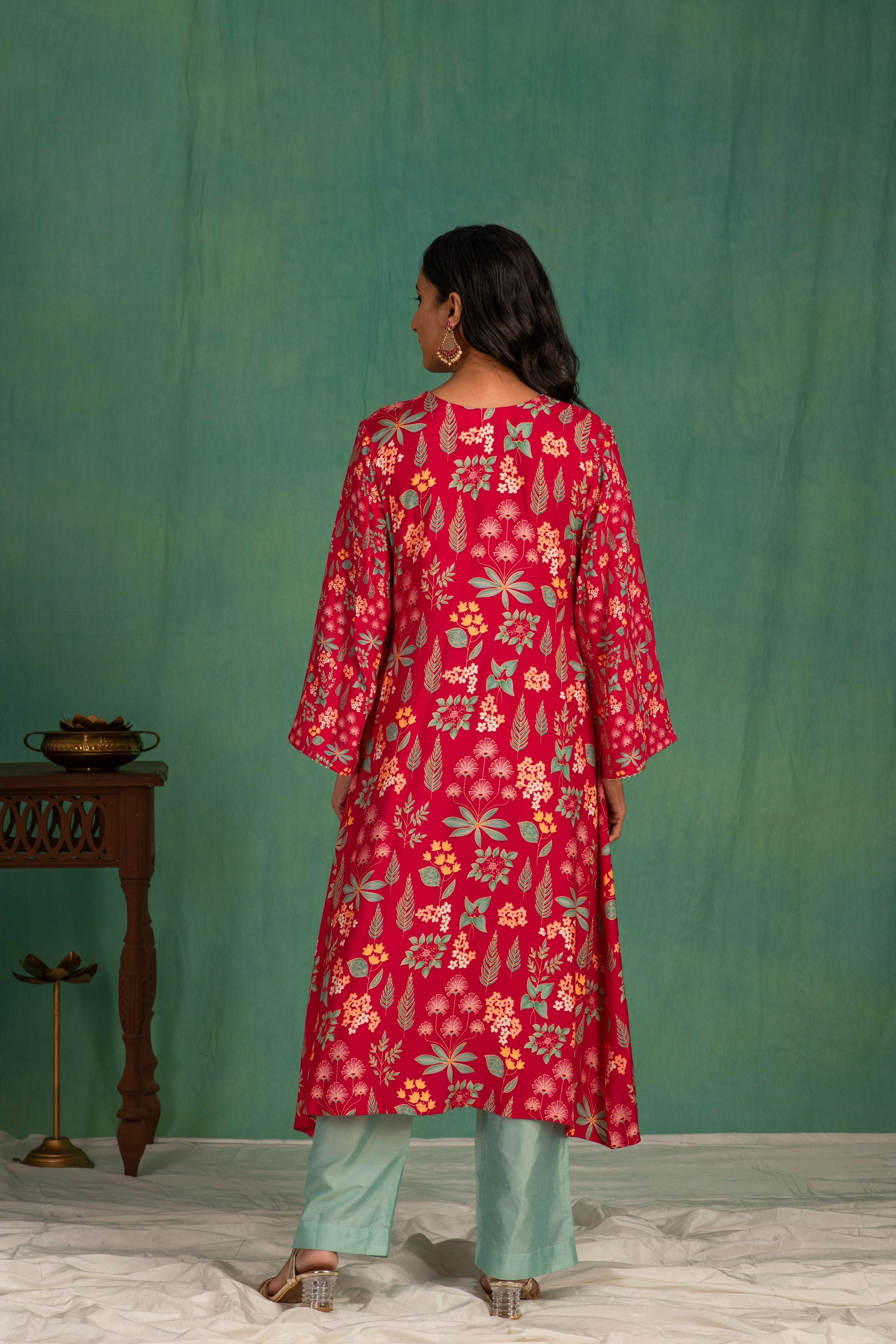 Printed muslin kurta pant set