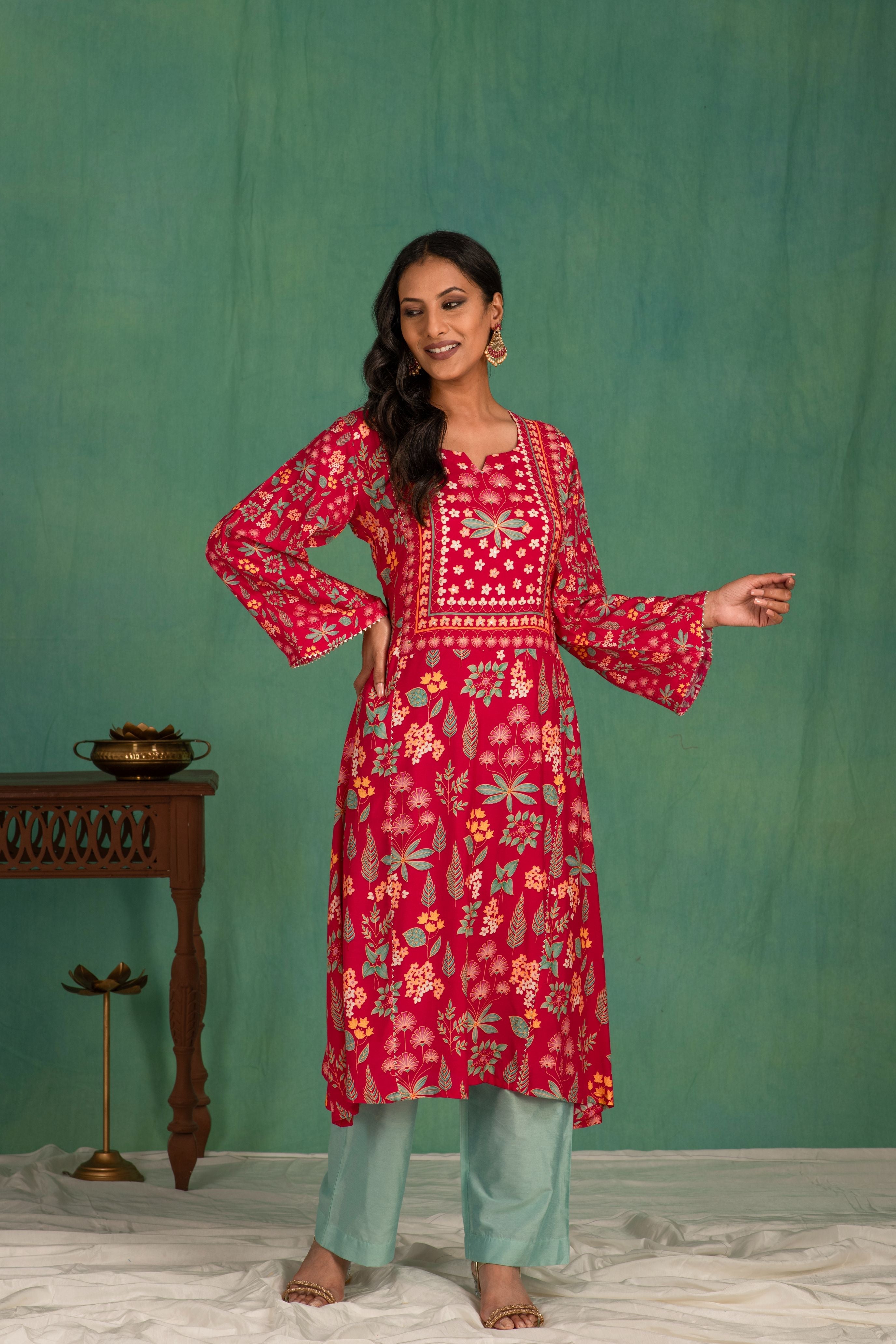 Printed muslin kurta pant set