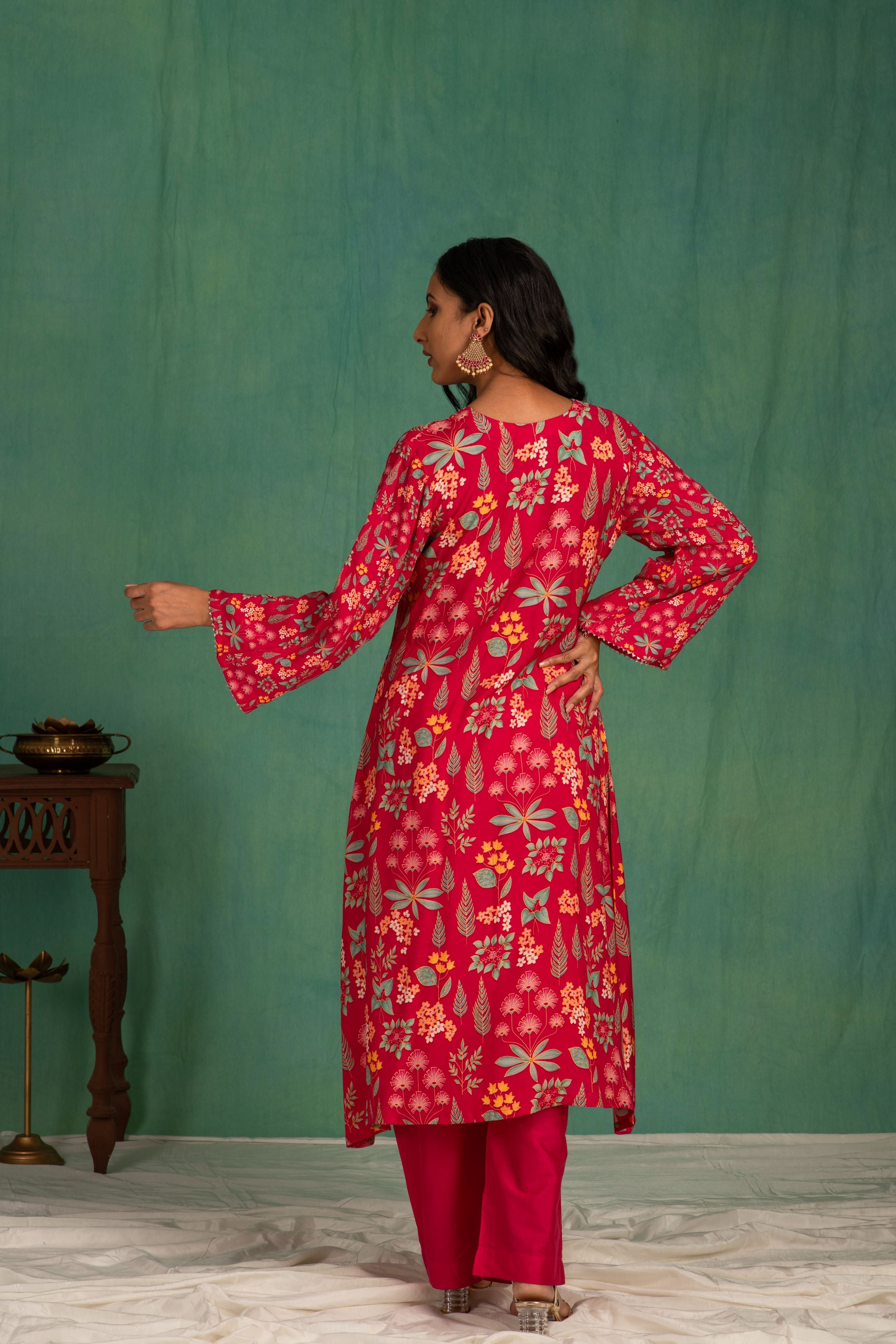 Printed muslin kurta pant set