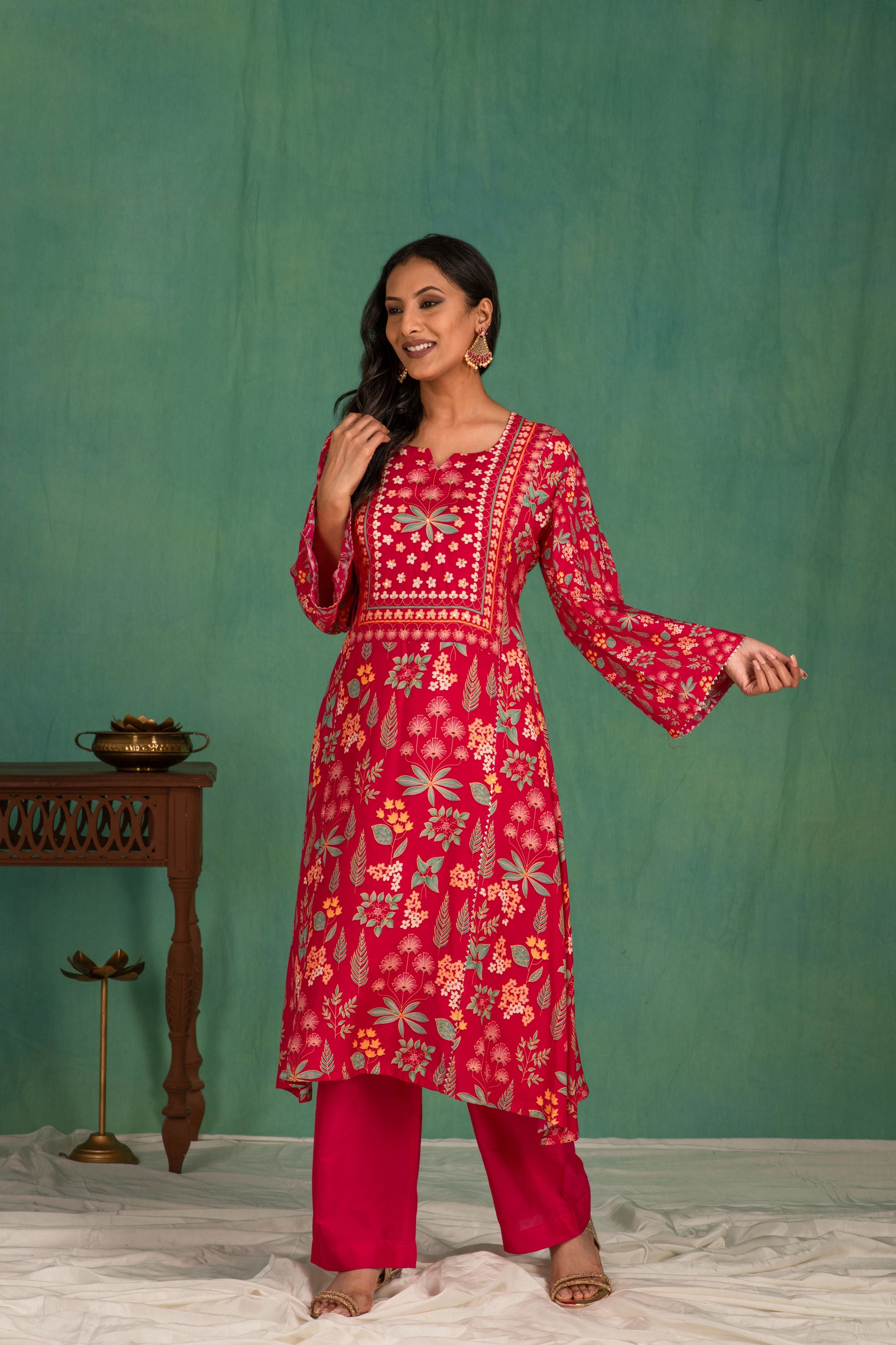 Printed muslin kurta pant set