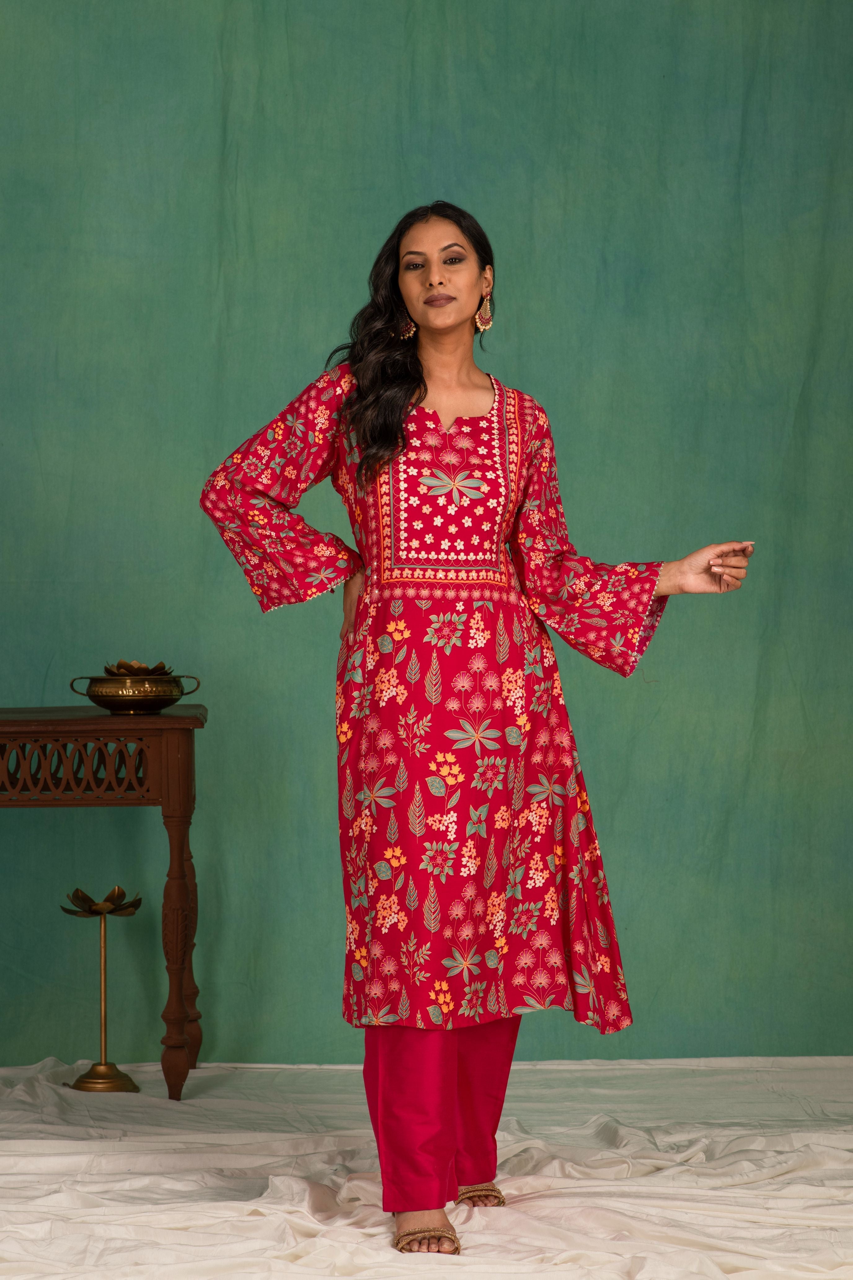Printed muslin kurta pant set