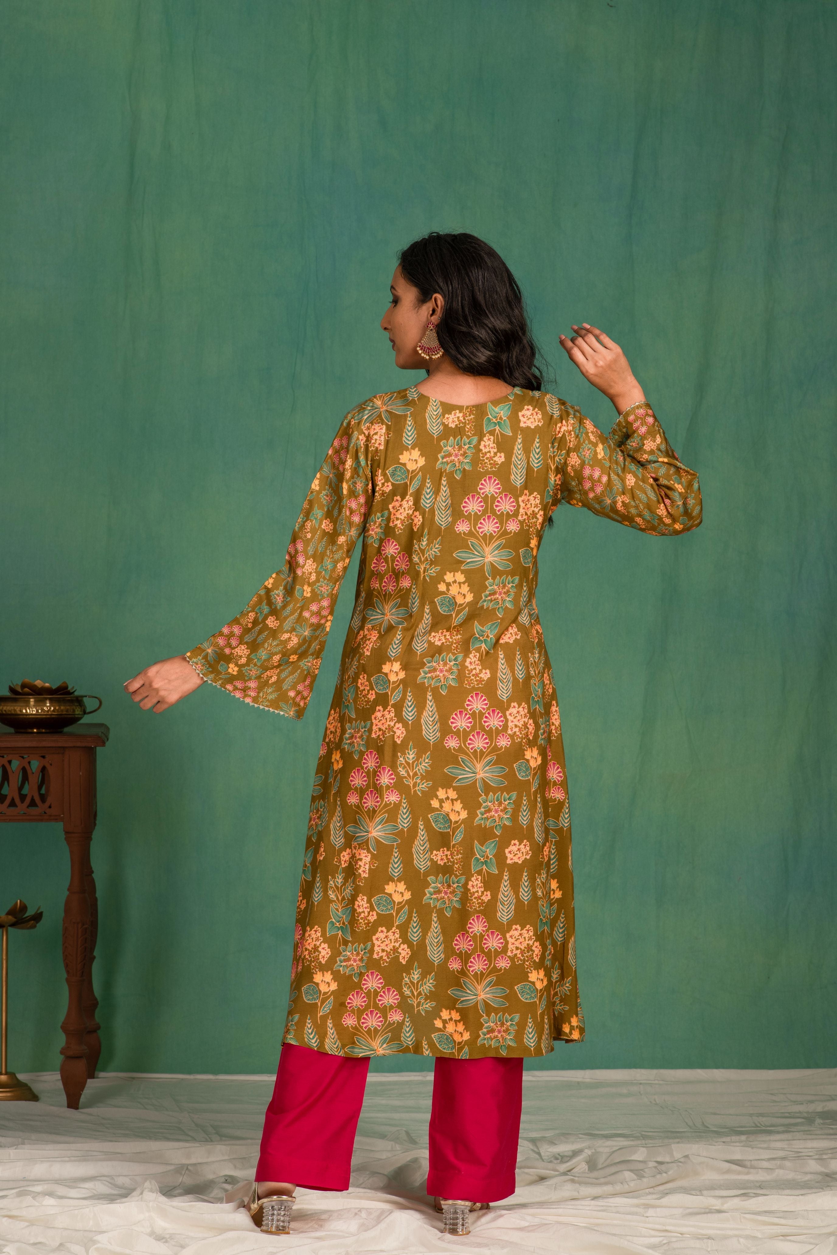 Printed muslin kurta pant set