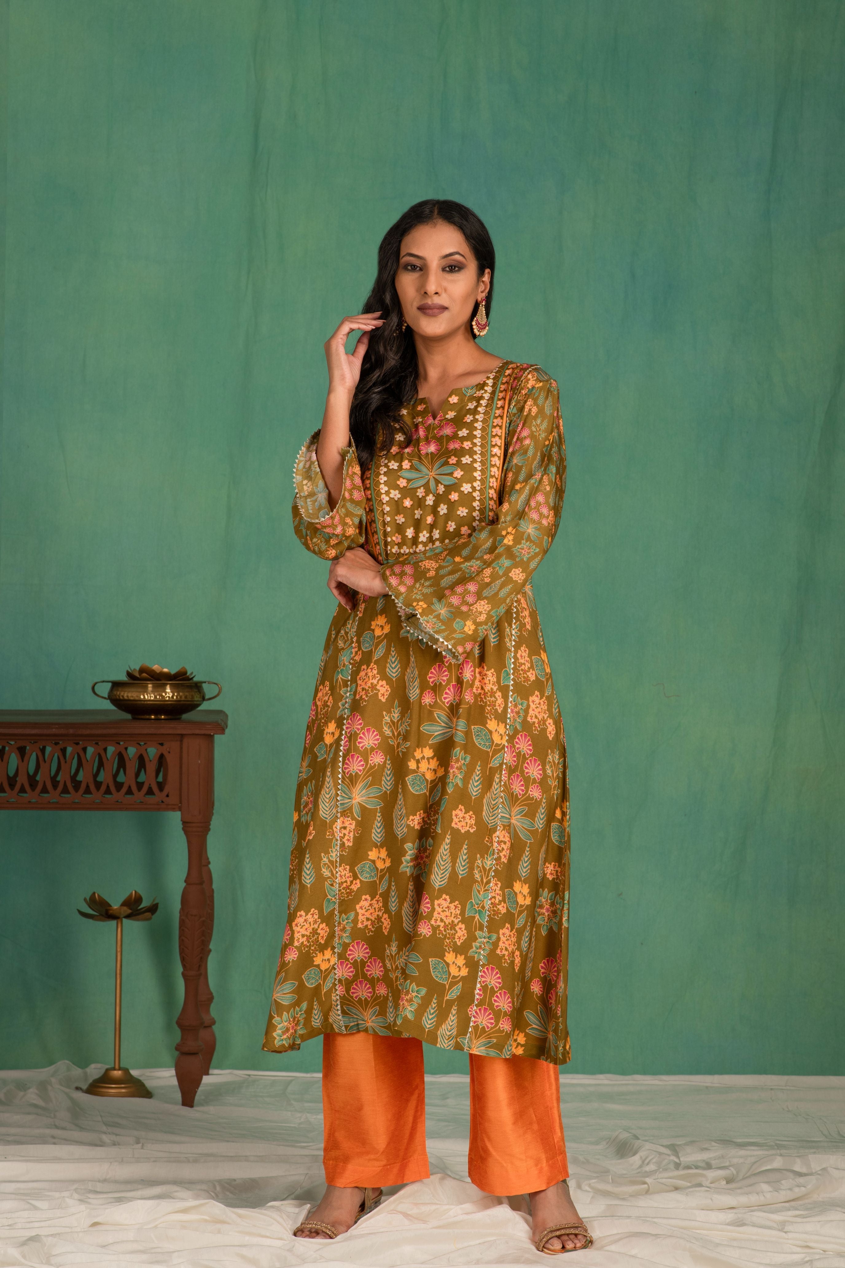Printed muslin kurta pant set