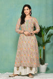White multi color floral printed kurta and palazzo set JOLLY18