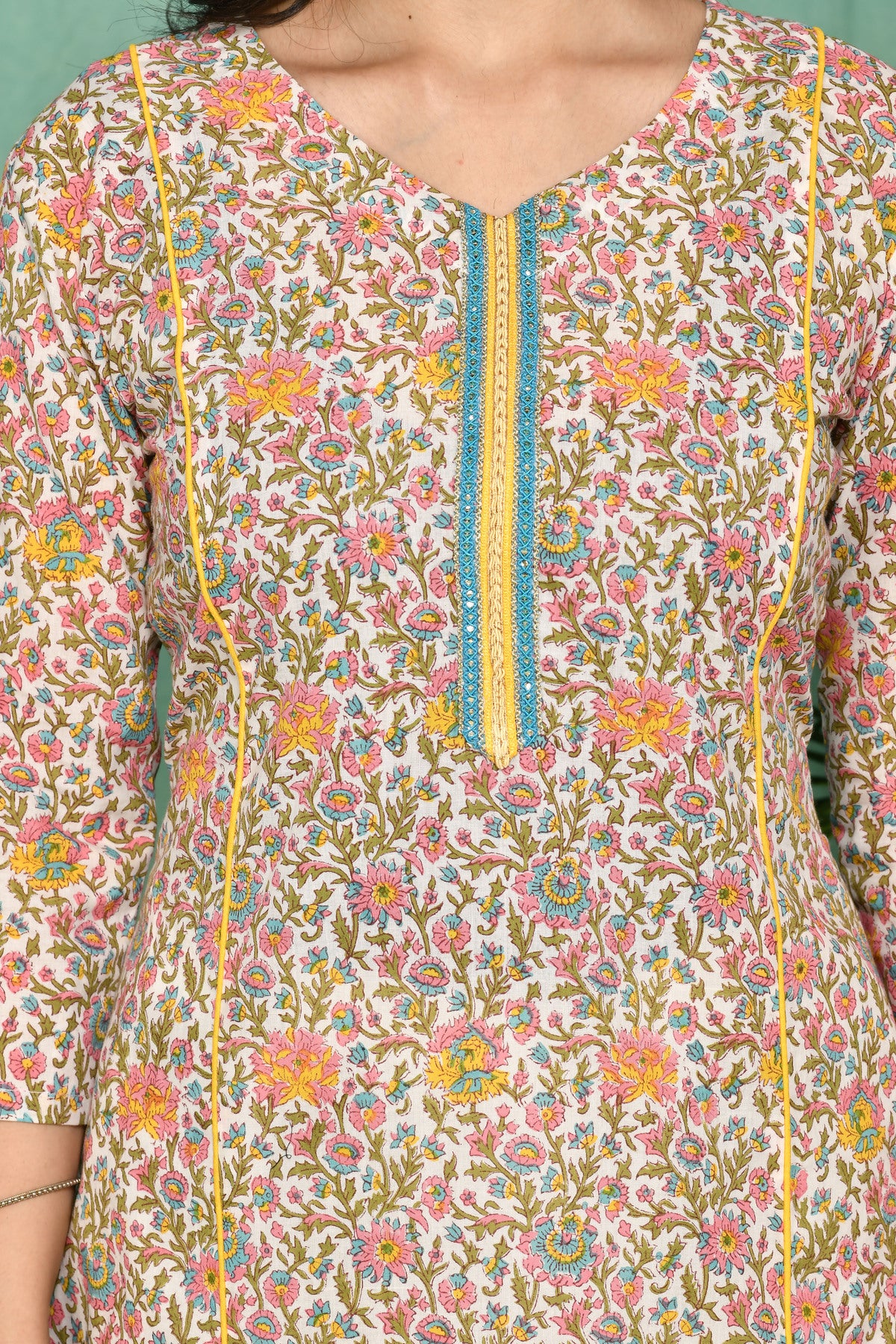 White multi color floral printed kurta and palazzo set JOLLY18