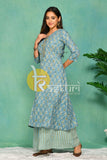 Blue white printed kurta and palazzo set JOLLY4