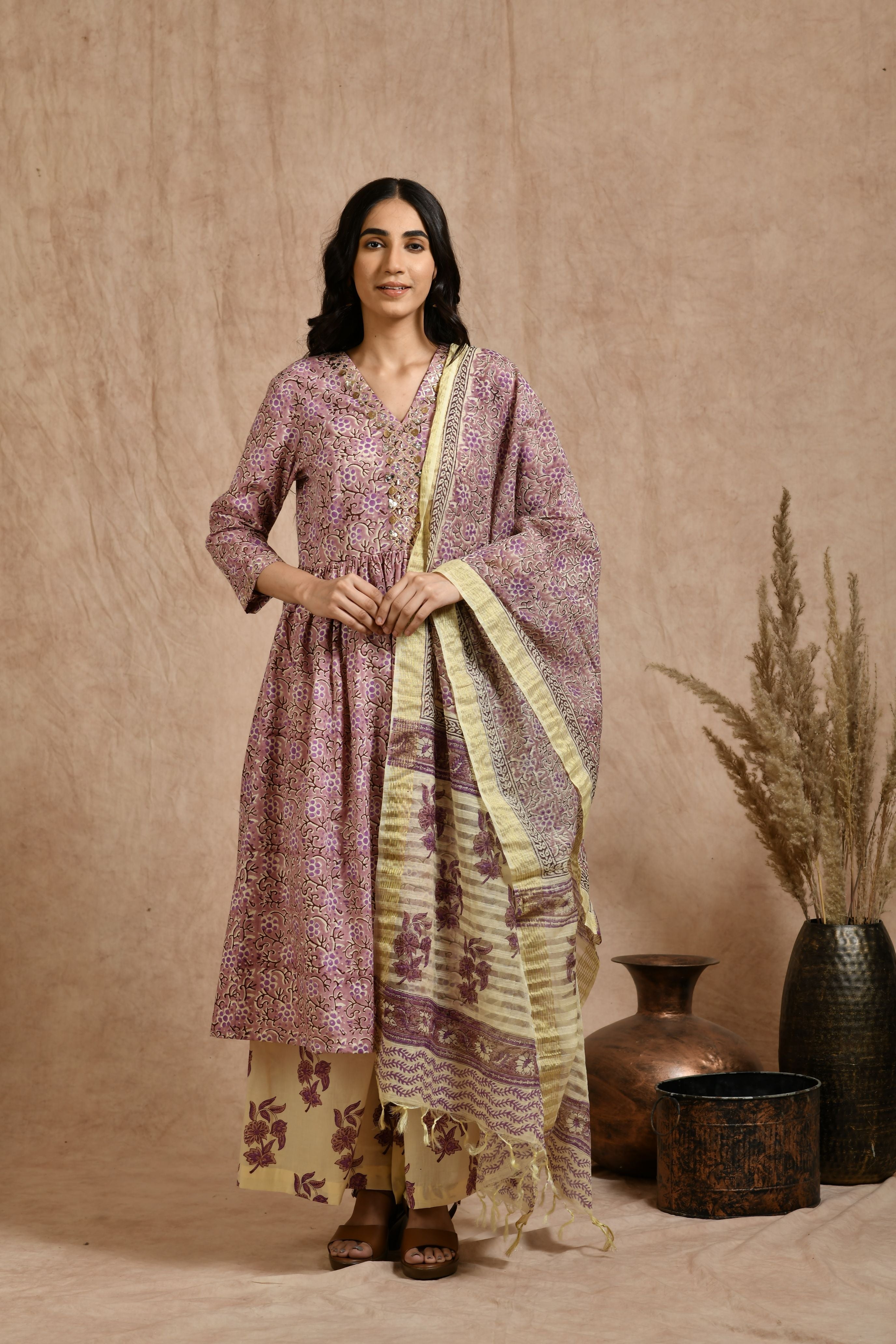 Premium cotton embroidered jaipuri print dupatta set JOLLY14