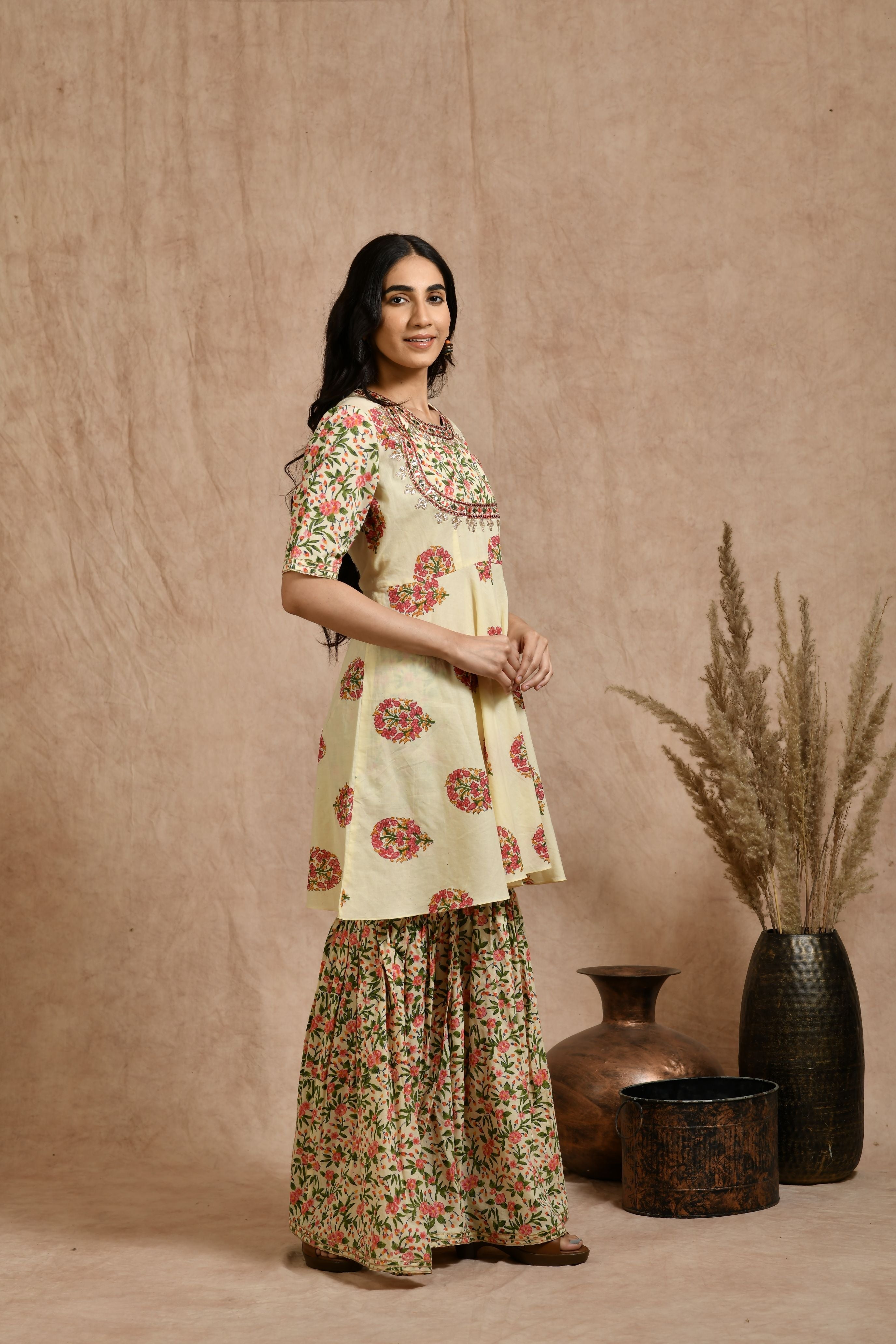 Premium cotton embroidered jaipuri print dupatta set. JOLLY7