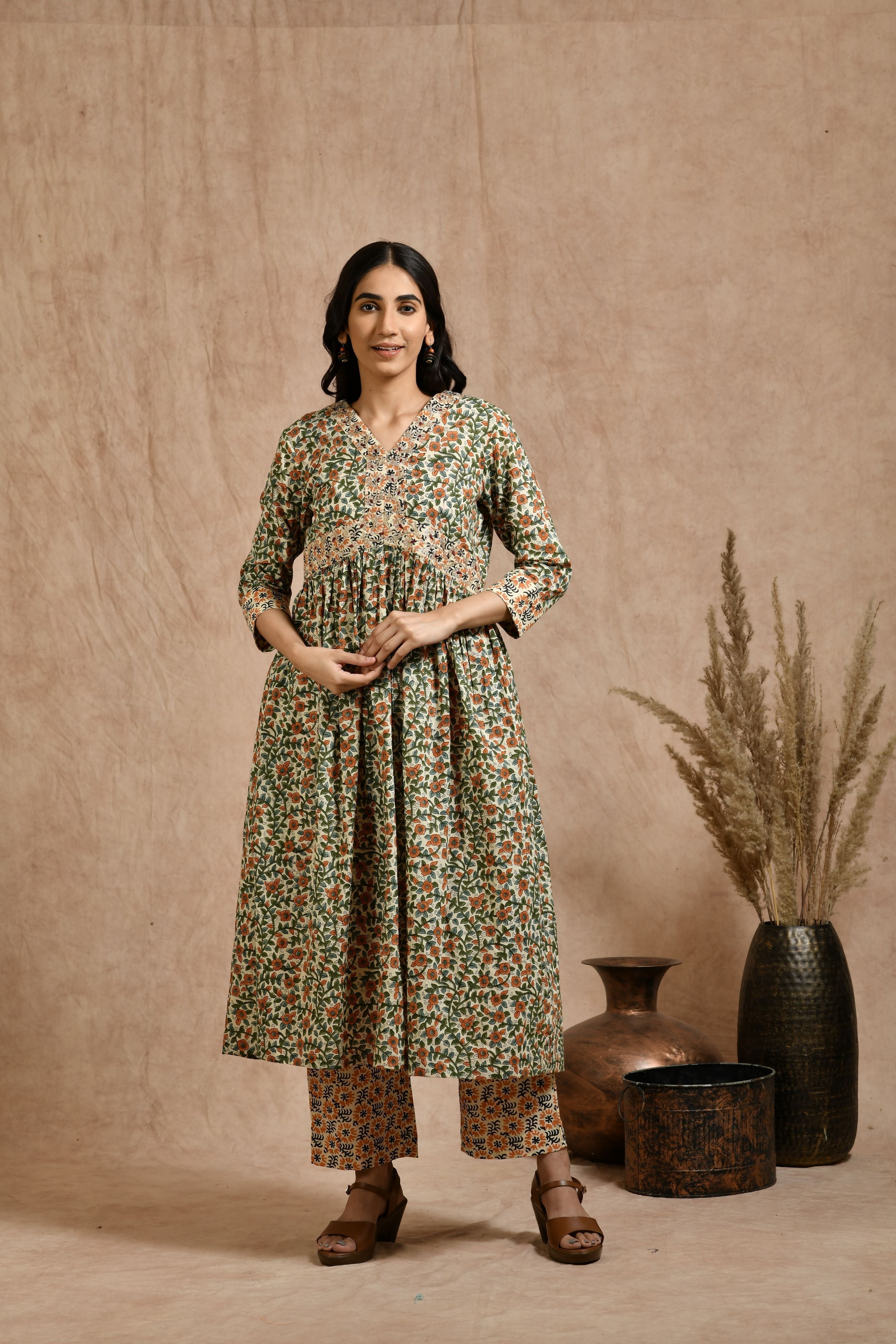 Premium cotton embroidered  jaipuri print dupatta set JOLLY9