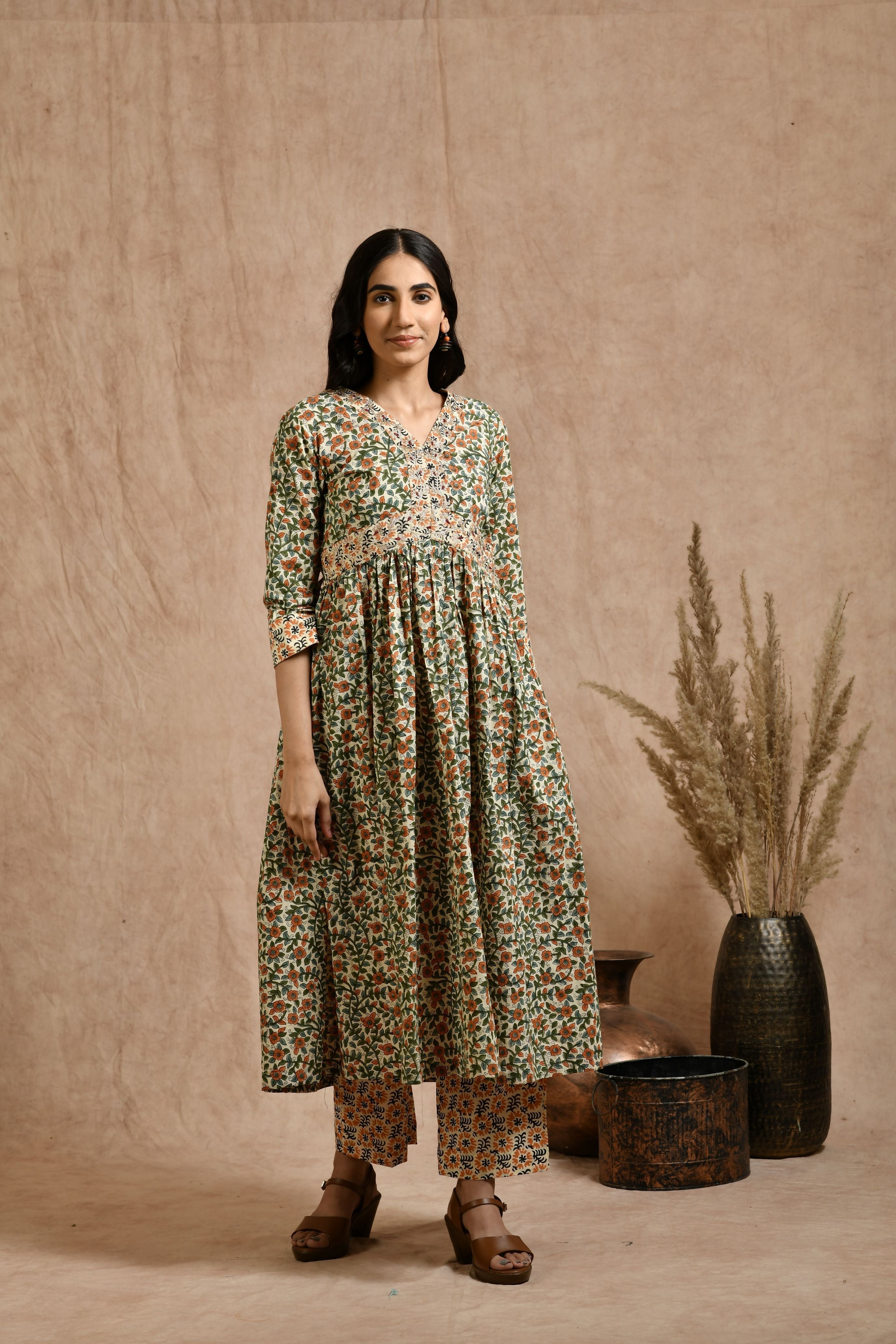 Premium cotton embroidered  jaipuri print dupatta set JOLLY9