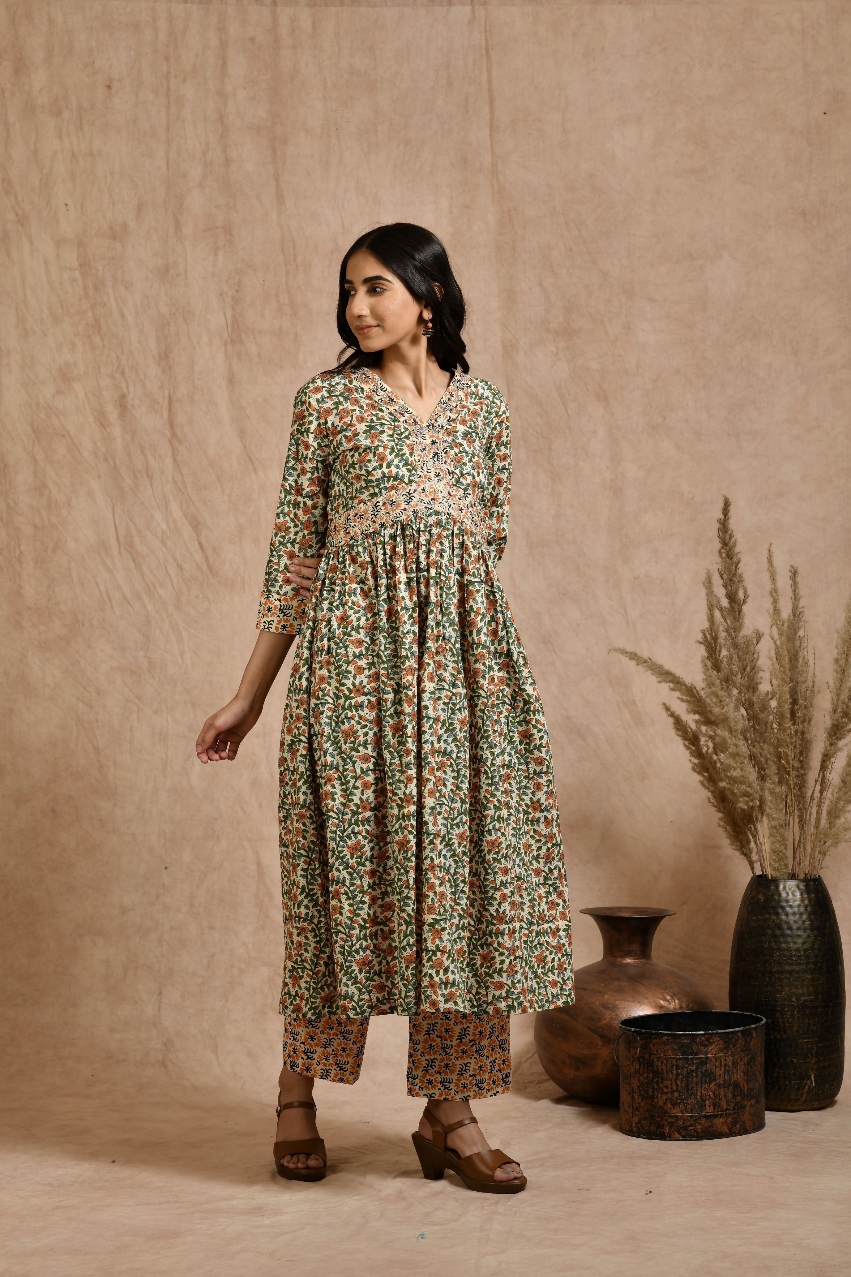 Premium cotton embroidered  jaipuri print dupatta set JOLLY9