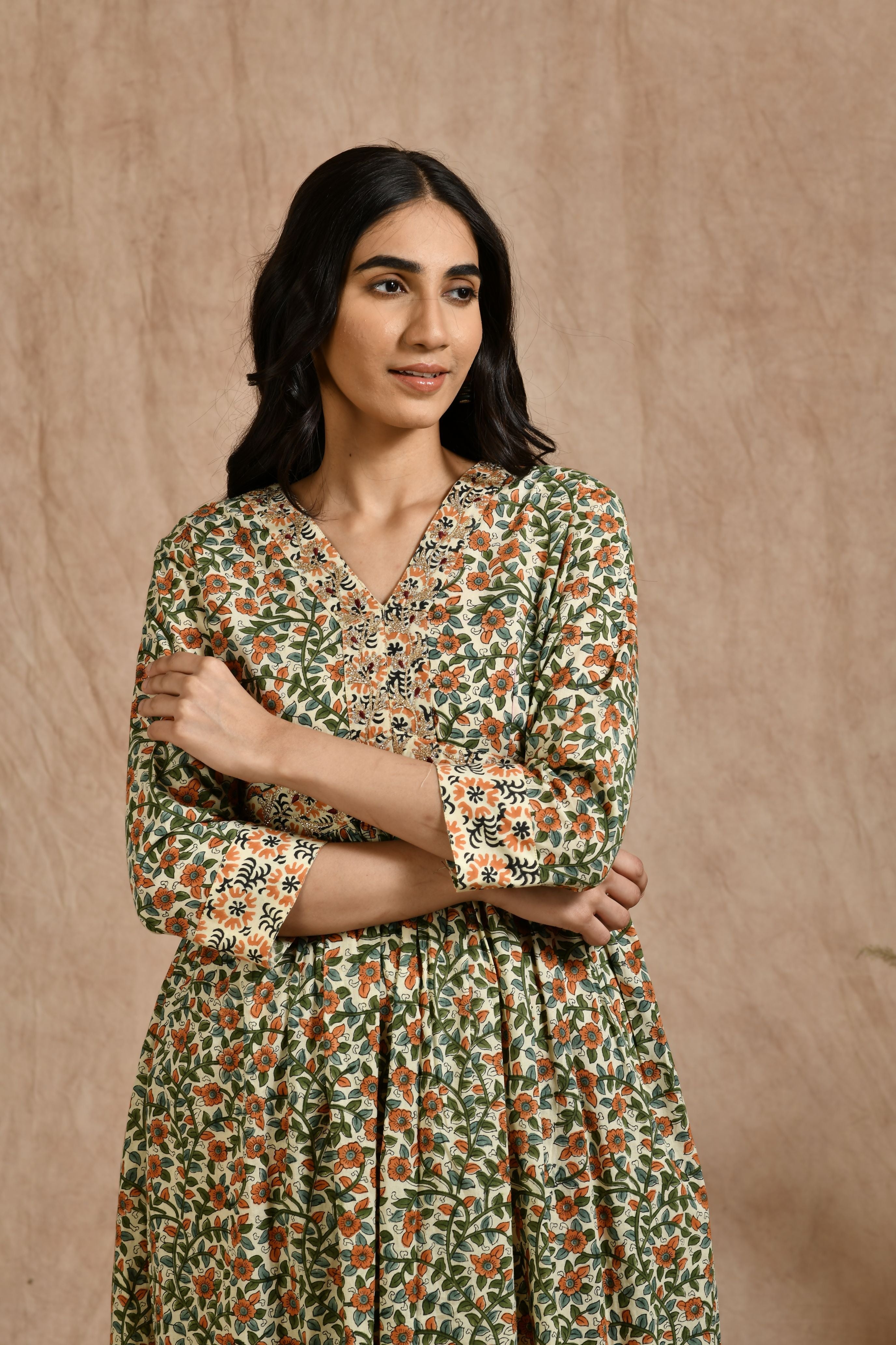 Premium cotton embroidered  jaipuri print dupatta set JOLLY9