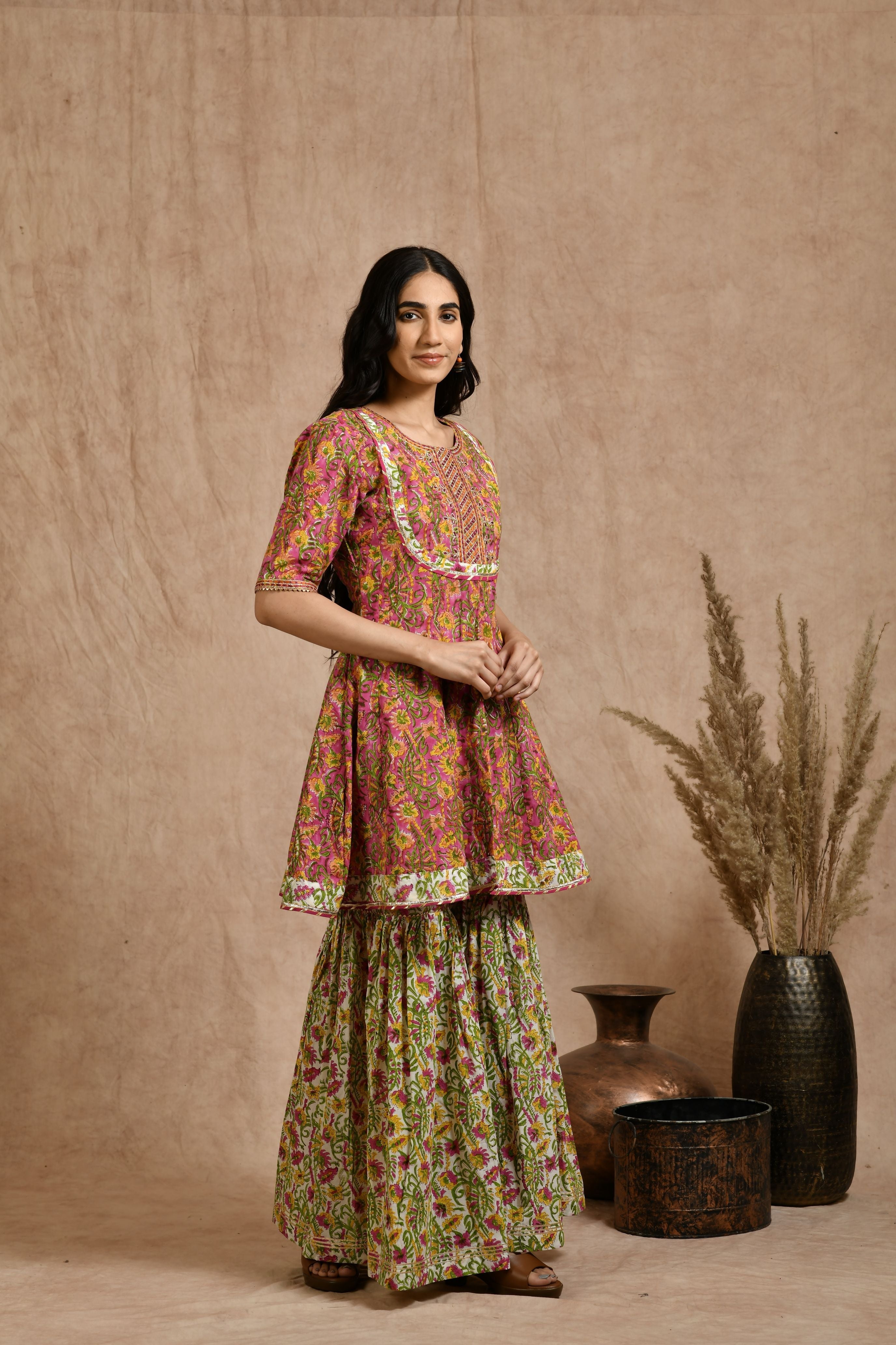 Premium cotton embroidered jaipuri print dupatta set JOLLY15