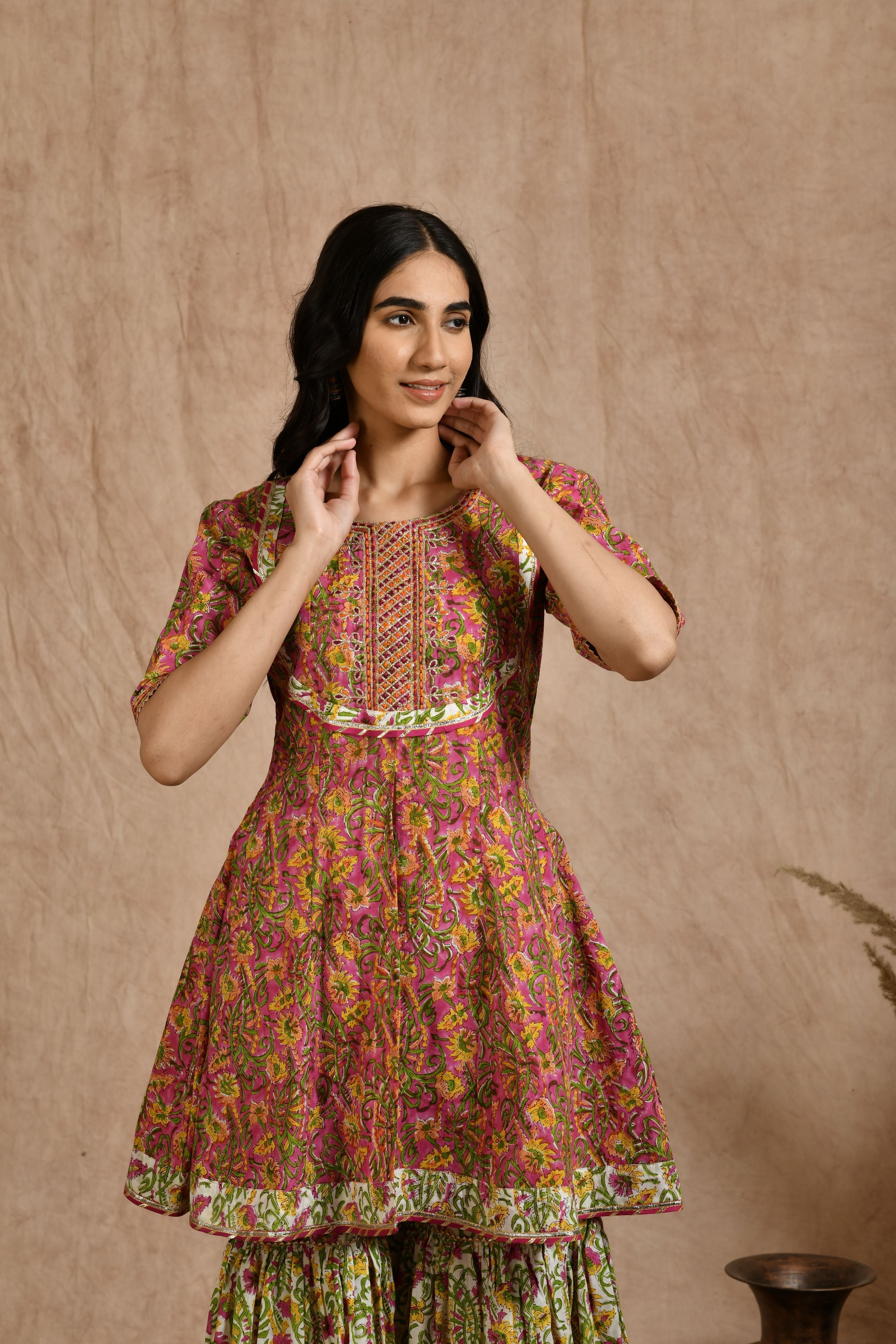 Premium cotton embroidered jaipuri print dupatta set JOLLY15