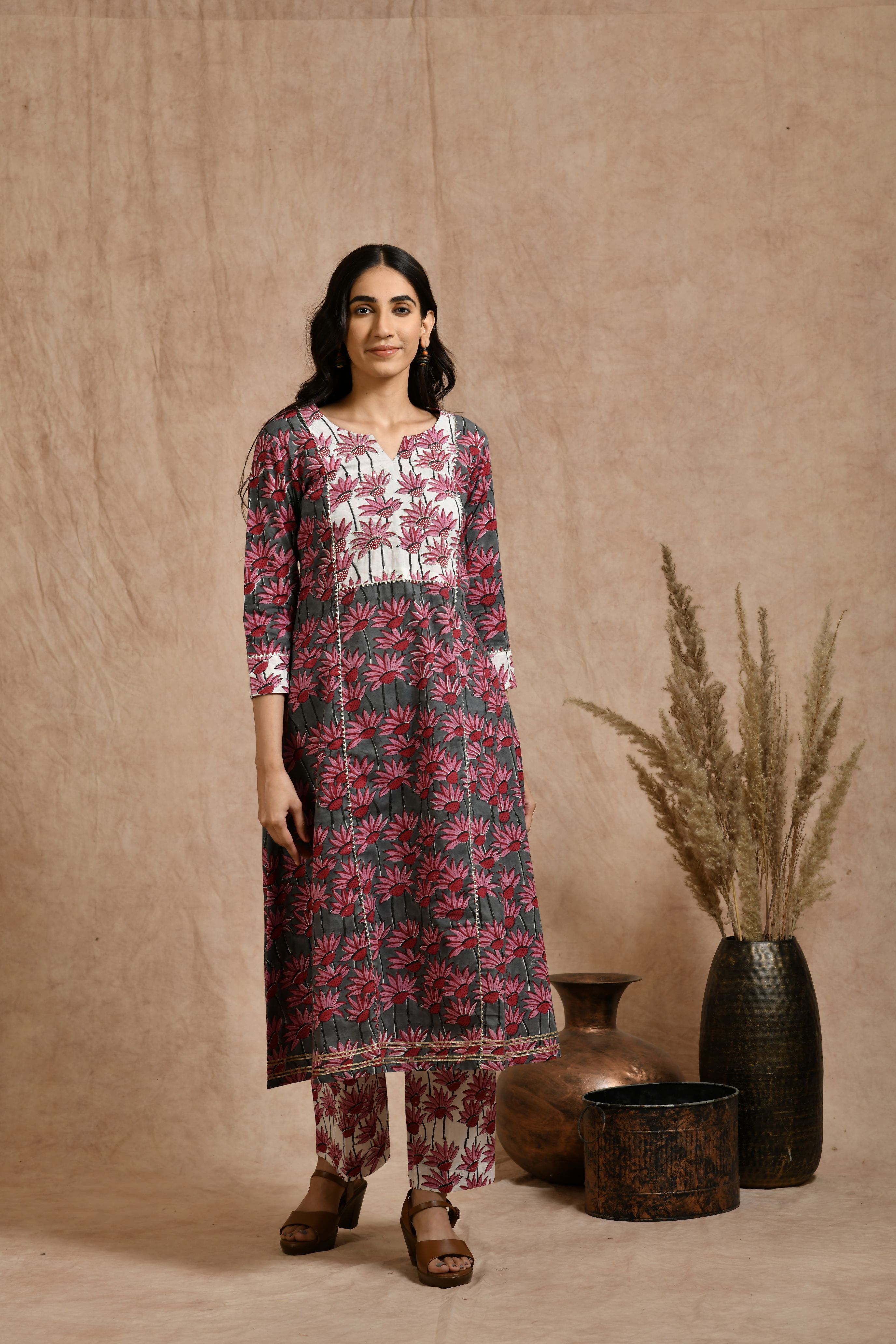 Premium cotton embroidered jaipuri print dupatta set JOLLY16