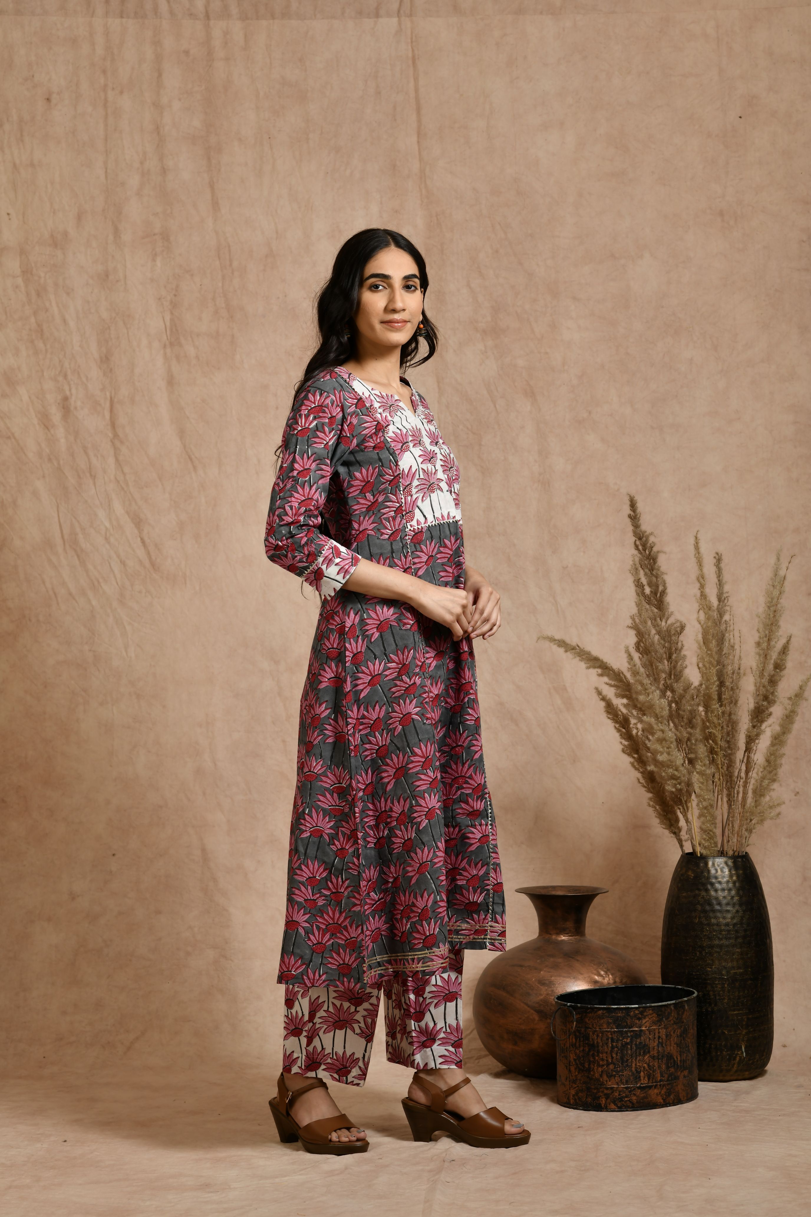 Premium cotton embroidered jaipuri print dupatta set JOLLY16