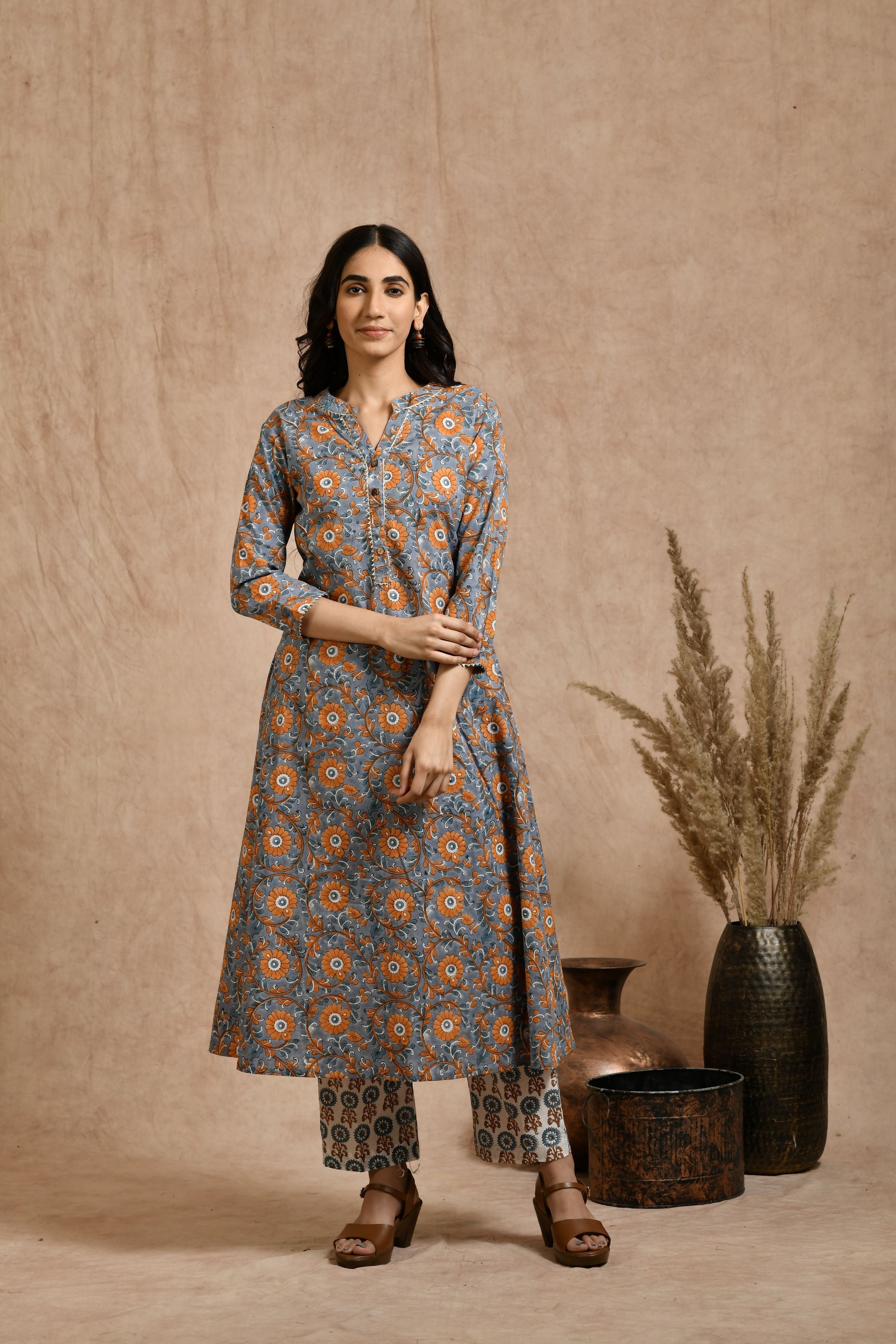 Premium cotton embroidered jaipuri print dupatta set JOLLY12