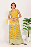 Yellow green printed cotton kurta with palazzo set JOLLY3