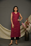 Dark Pink Sambalpuri Kurta Pant with Dupatta S5