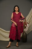 Dark Pink Sambalpuri Kurta Pant with Dupatta S5