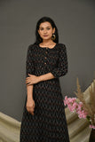Black ikkat kurta pant set with dupatta IK18