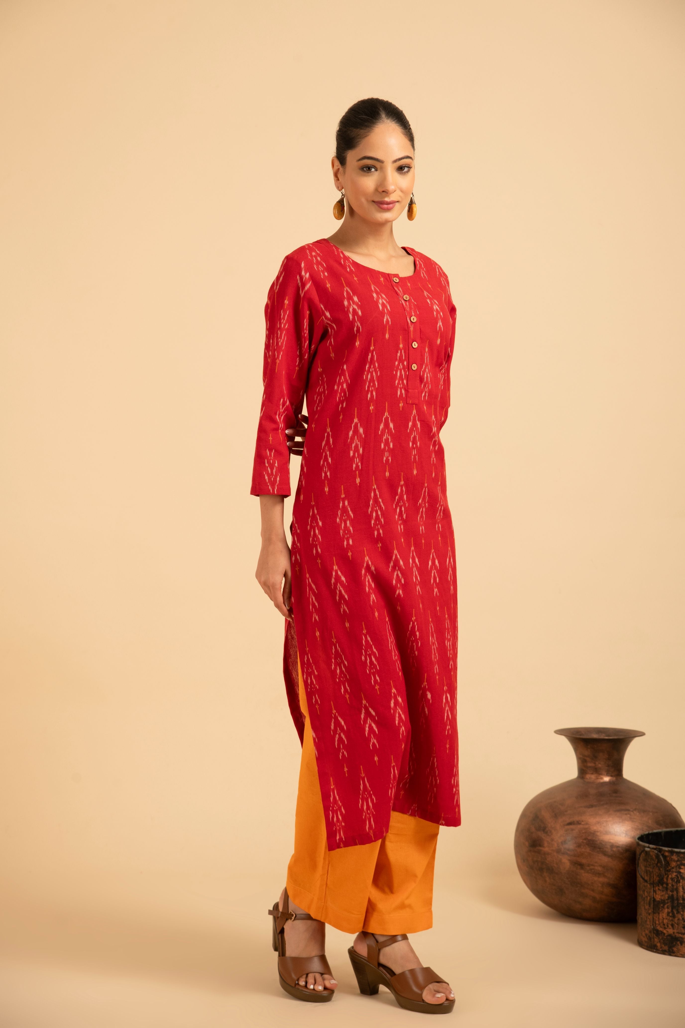 Pure cotton  pochampally  ikkat weave kurta with  conrast bottom  and dupatta IK104