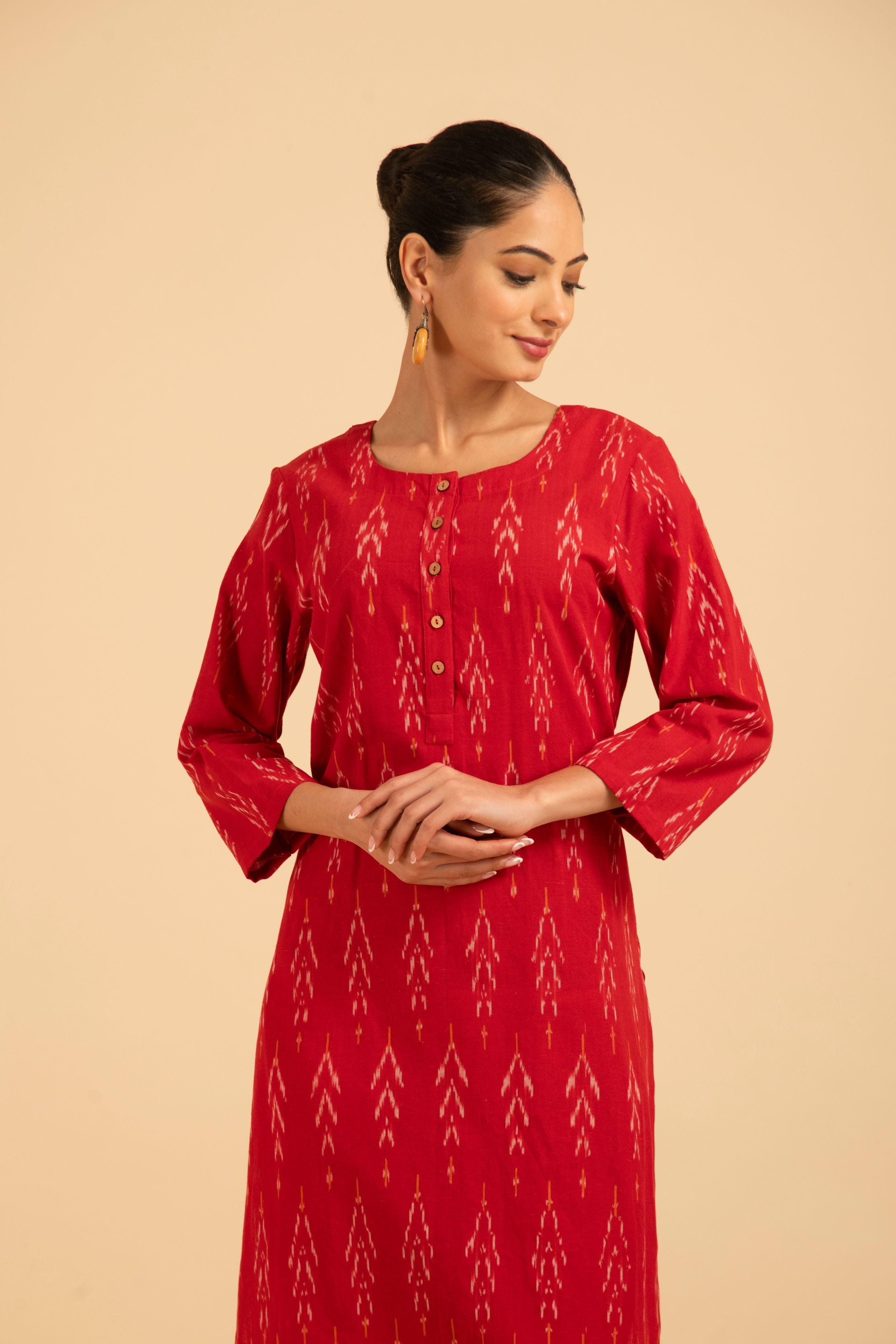 Pure cotton  pochampally  ikkat weave kurta with  conrast bottom  and dupatta IK104