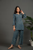Handblock ajrakh print pure cotton coord set  AJ8