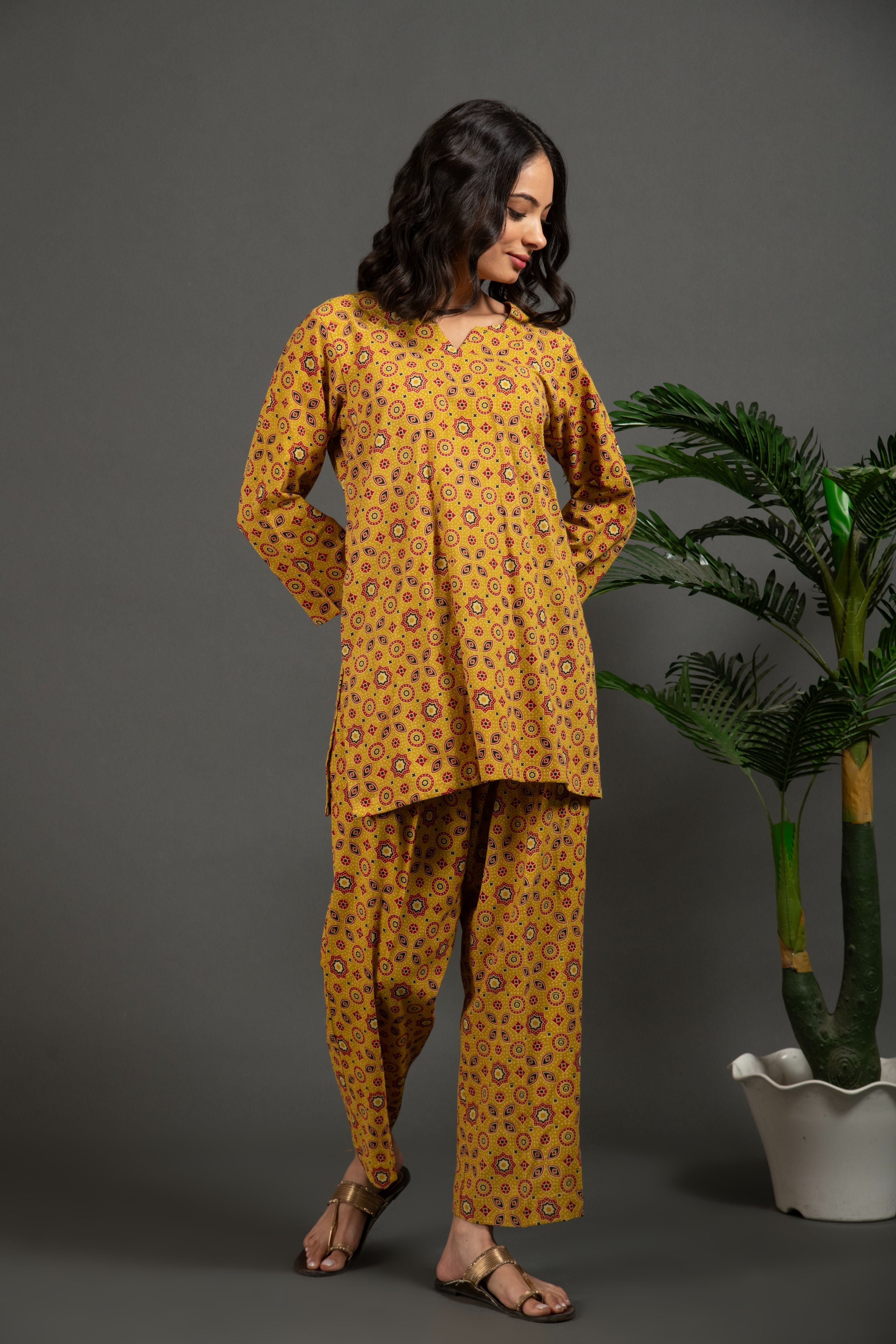 Handblock Ajrakh Print Pure Cotton Coord sets