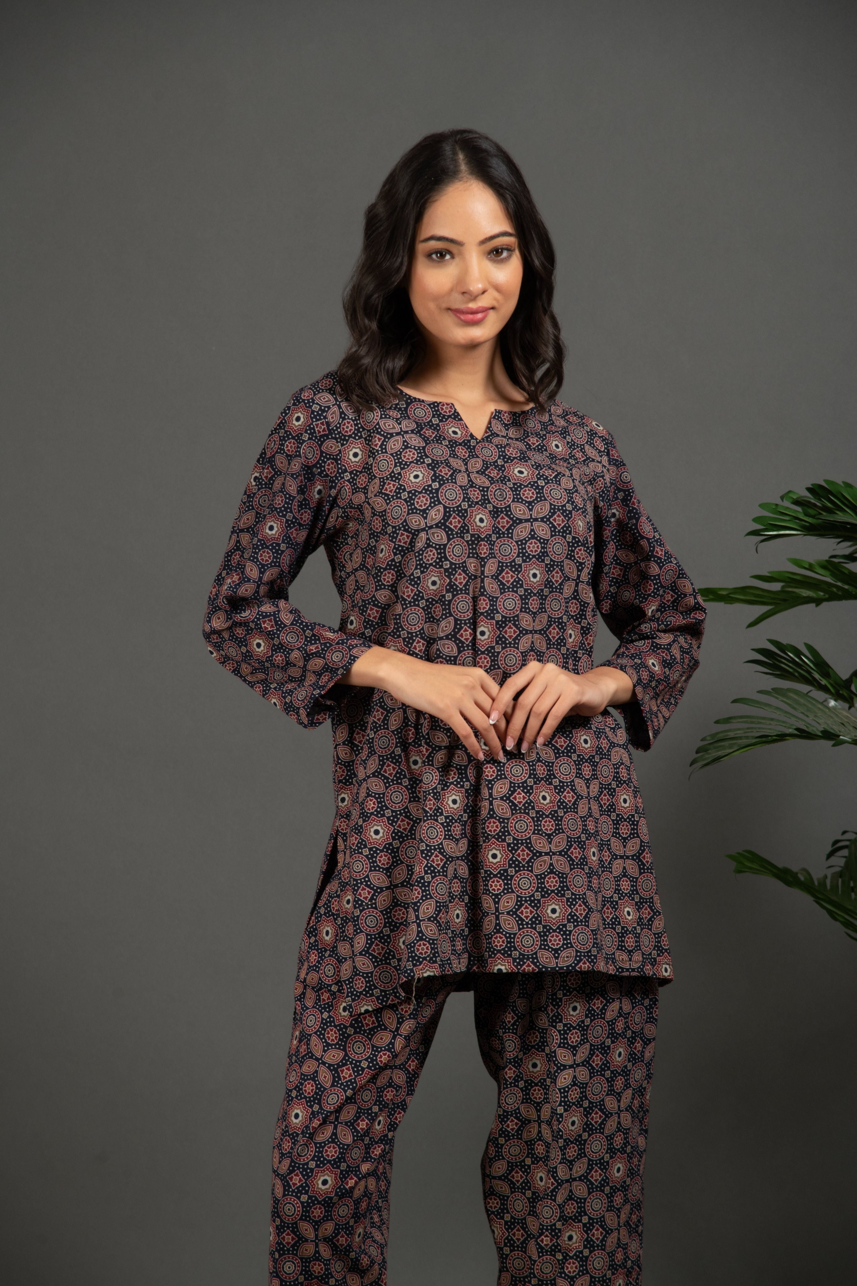 Handblock Ajrakh Print Pure Cotton Coord Sets