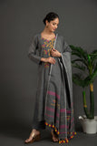 Hand Made Pure Jamdani Floral Soft and Fine Cotton Kurta with Pant and Dupatta P 18