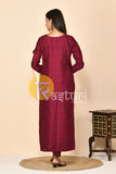 Mehroon embroiderd silk kurta with pant set