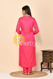 Pink embroiderd silk kurta with pant set