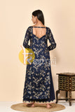 Blue heavy embroidered silk kurta and palazzo set