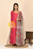 Pink silk anarkali kurta set with dupatta