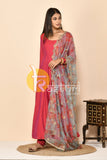 Pink silk anarkali kurta set with dupatta