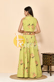 Floresent green digital print top with skirt set
