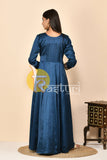 Navy blue silk anarkali kurta set with dupatta