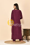 Purple silk long kurta with pant set