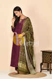 Purple silk long kurta with pant set