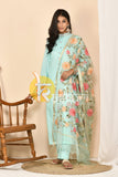 Light blue long kurta with pant set
