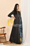 Black and blue silk anarkali kurta set with dupatta