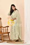 Pistacho green silk kurta with pant set