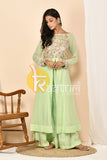 Green anarkali kurta with palazzo set