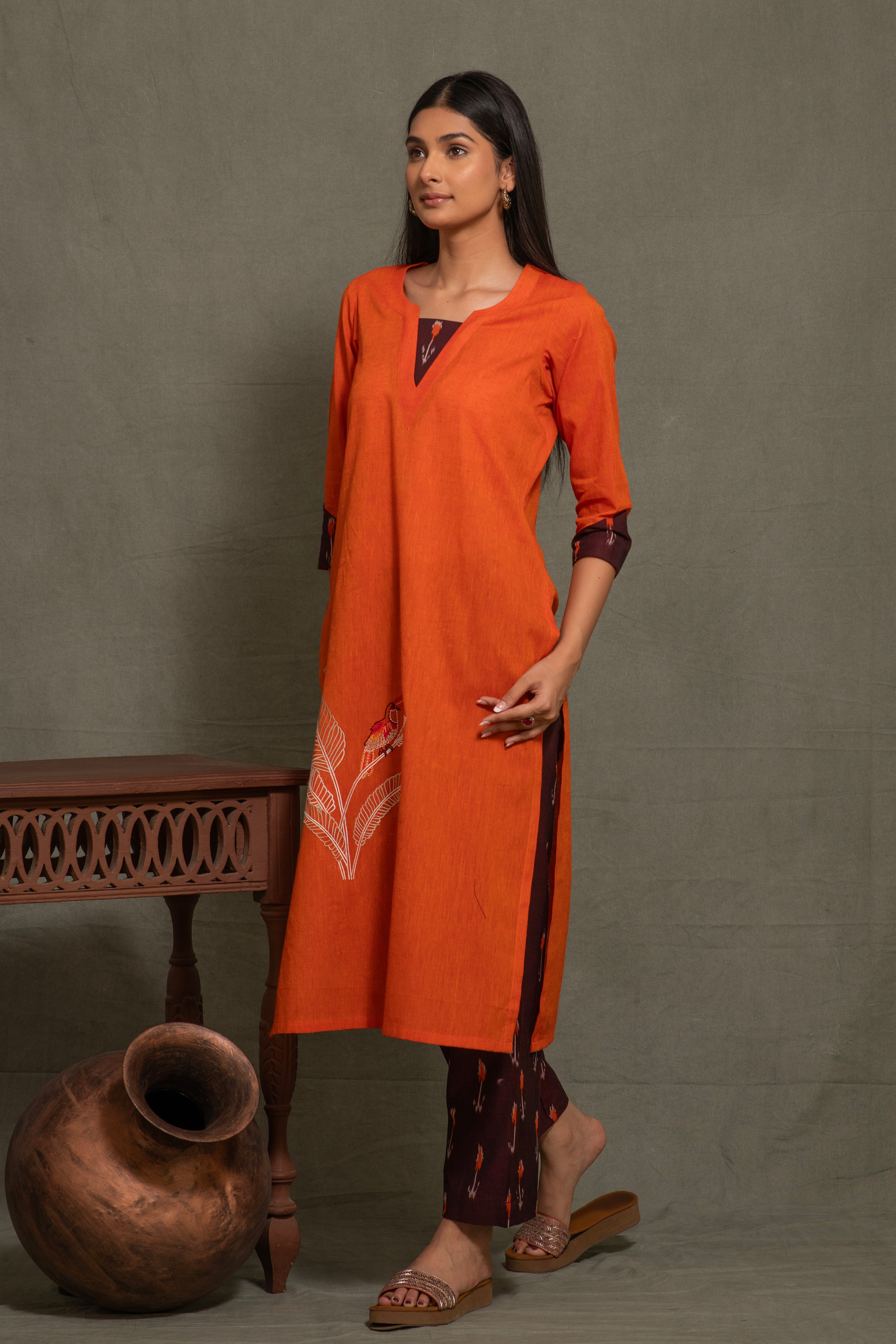 SOUTH COTTON KURTA SET WITH INTRICATE EMBROIDERY