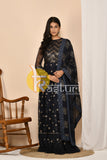 Navy blue heavy sequence work anarkali dress